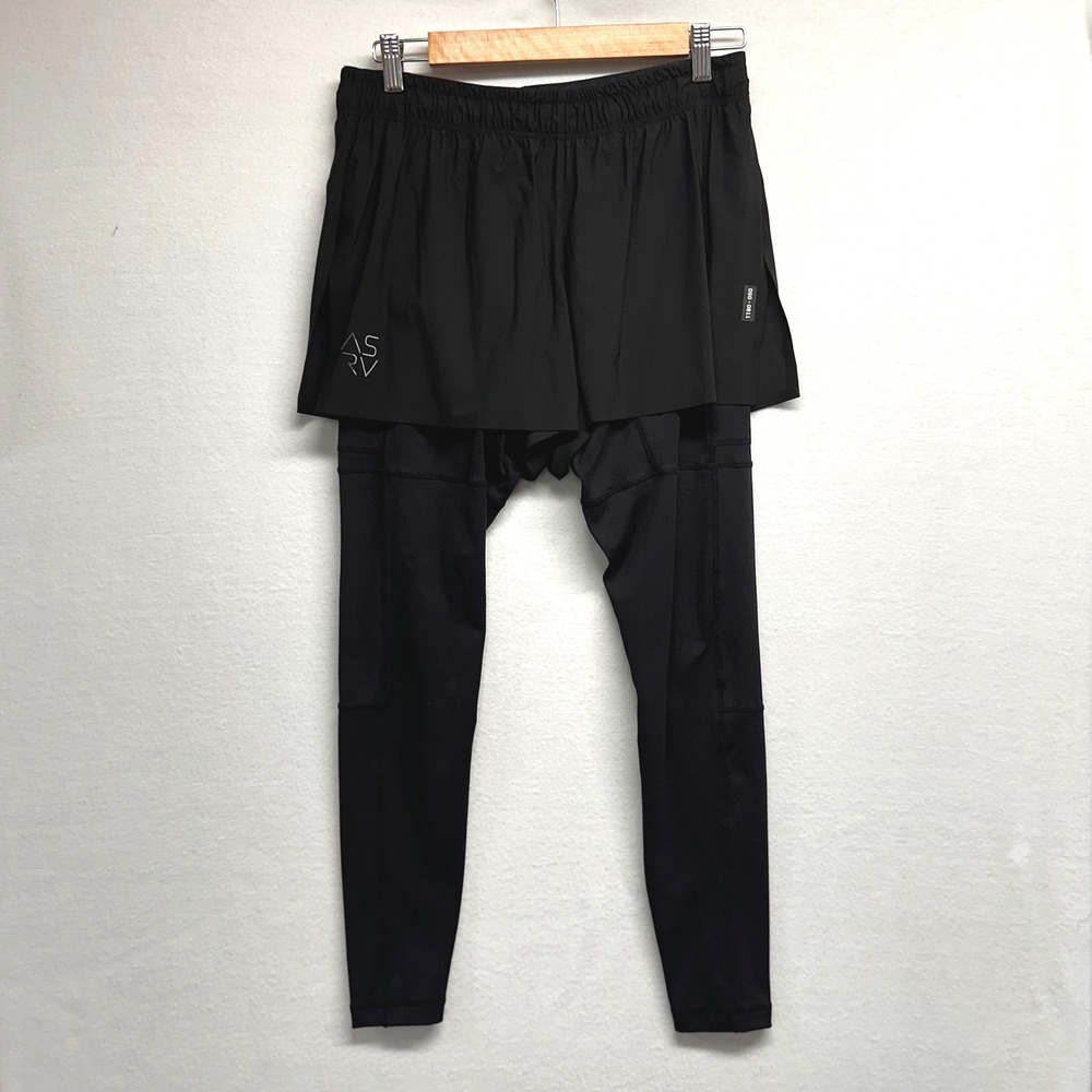 ASRV DSG-0911 2-in-1 Training Leggings Shorts Mens M Black Athletic Techwear